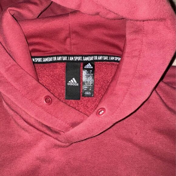 ADIDAS Logo Hoodie Sweatshirt Maroon Red Women’s Small - Picture 2 of 4